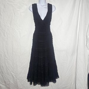 Y2k 90s vintage textured v neck a-line maxi dress